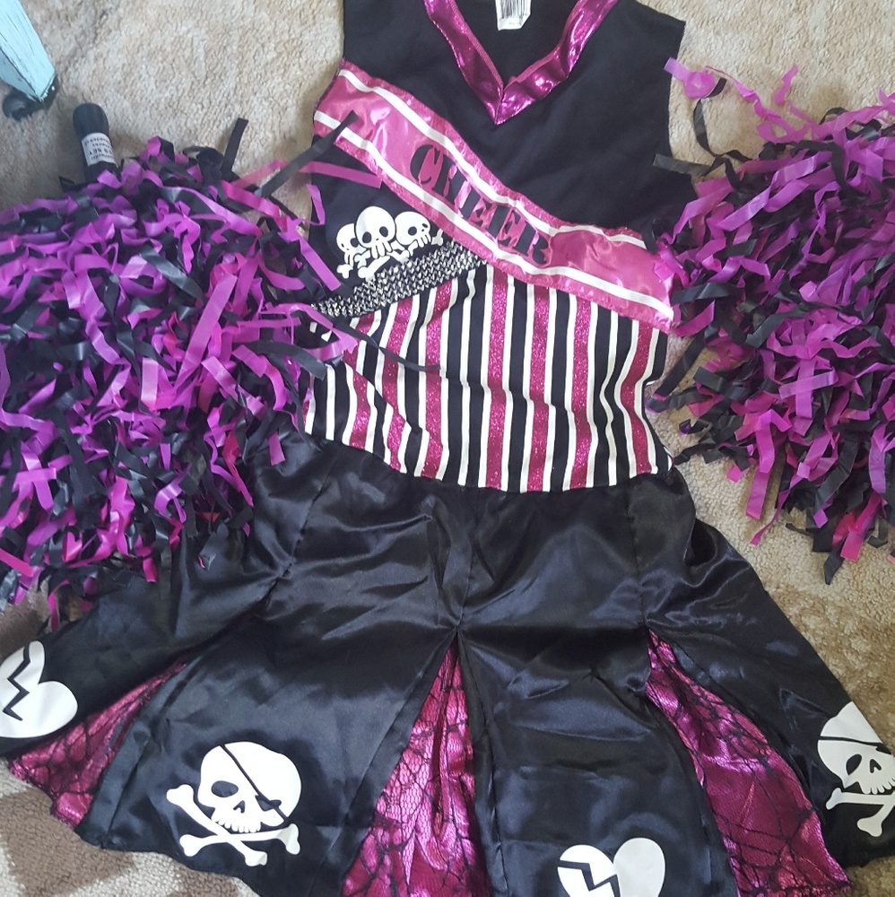 GOTH PUNK CHEERLEADER COSTUME 3 PIECE